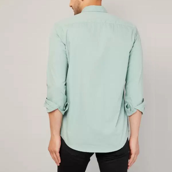 Plain Cotton Blend Solid Shirts (Pista)