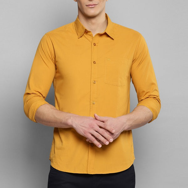 Classic Cotton Blend Solid Shirts (Mustard)