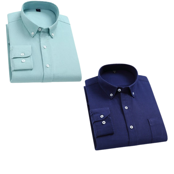 Combo of 2 Cotton Shirt for Man ( Pista and Navy Blue )