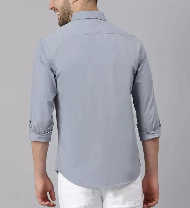 Classic Cotton Blend Solid Shirts (Silver Grey)