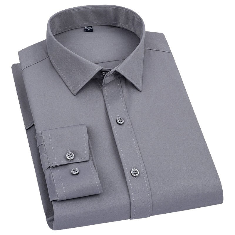 Classic Cotton Blend Solid Shirts (Silver Grey)