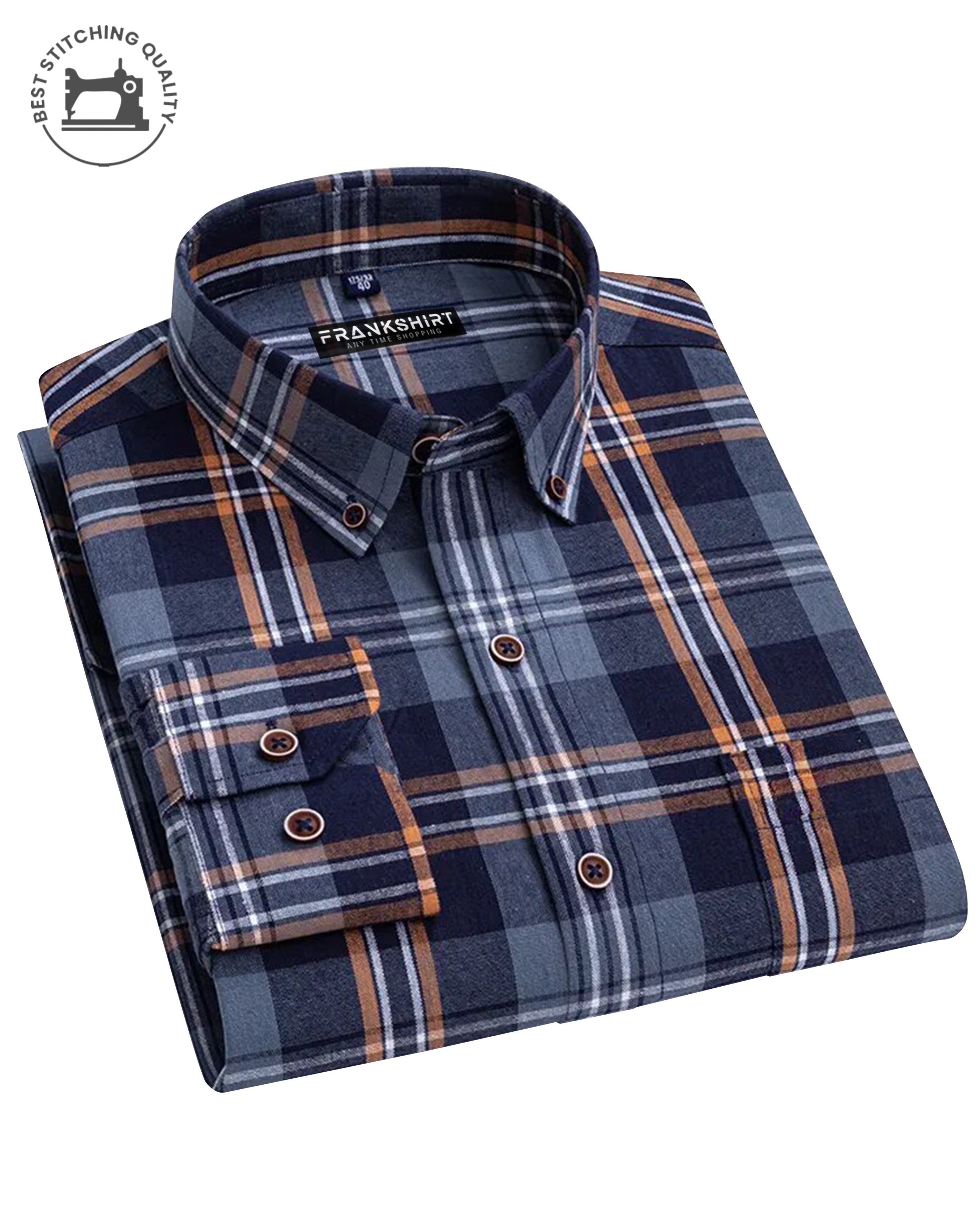 Blue and Grey Check I Regular Fit I 100% Cotton Shirt – Frankshop