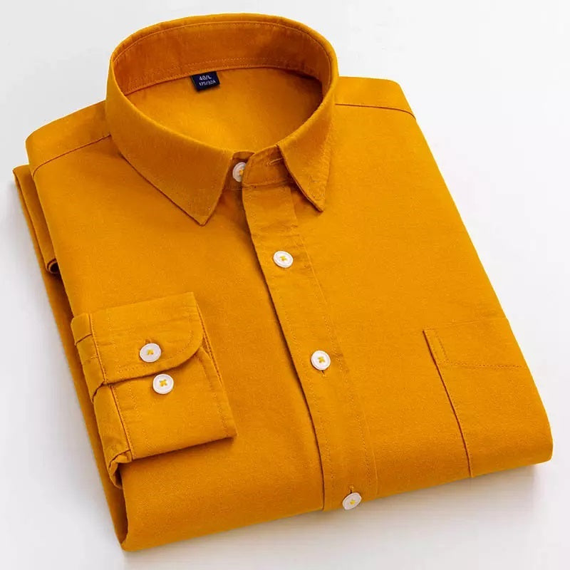 Classic Cotton Blend Solid Shirts (Mustard)