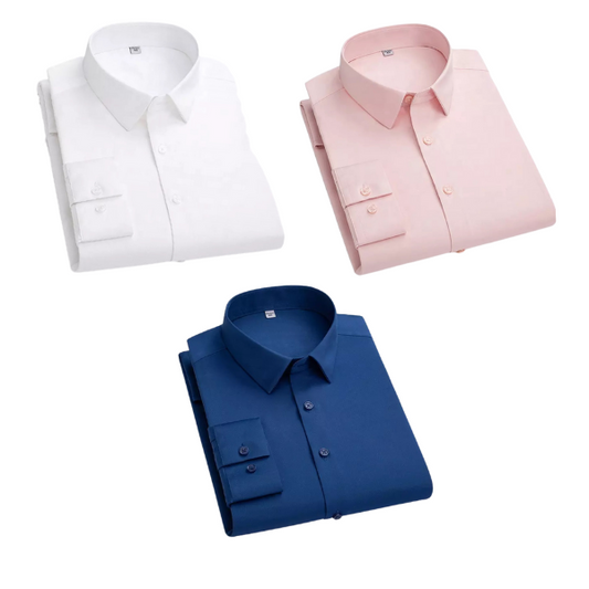 Combo of 3 Cotton Shirt for Man (White Pink and Blue )