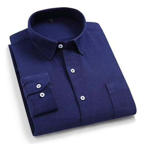 Plain Cotton Blend Solid Shirts (Navy Blue) – Frankshop