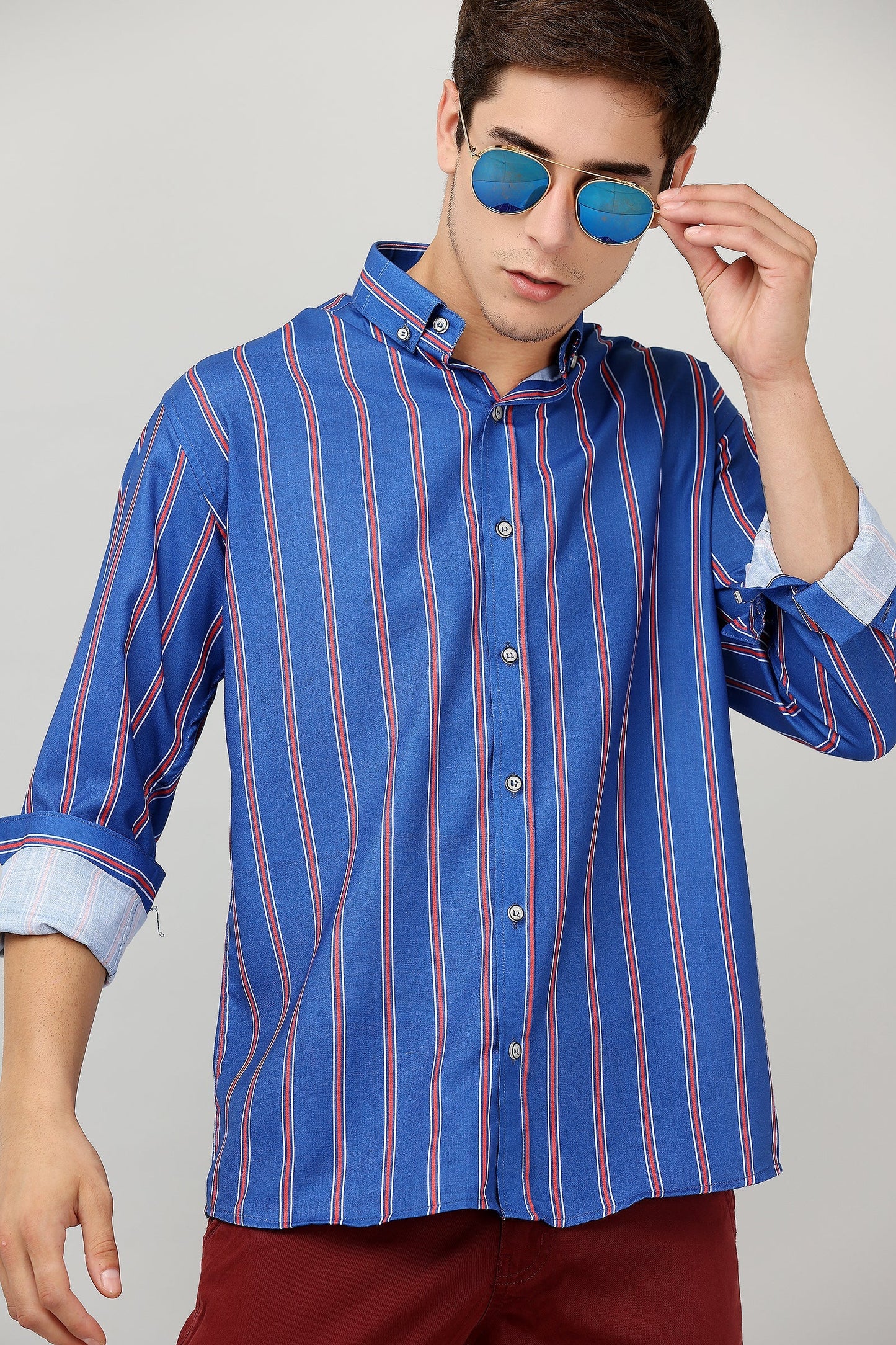 Darnandstitch Cotton Printed Striped Shirts