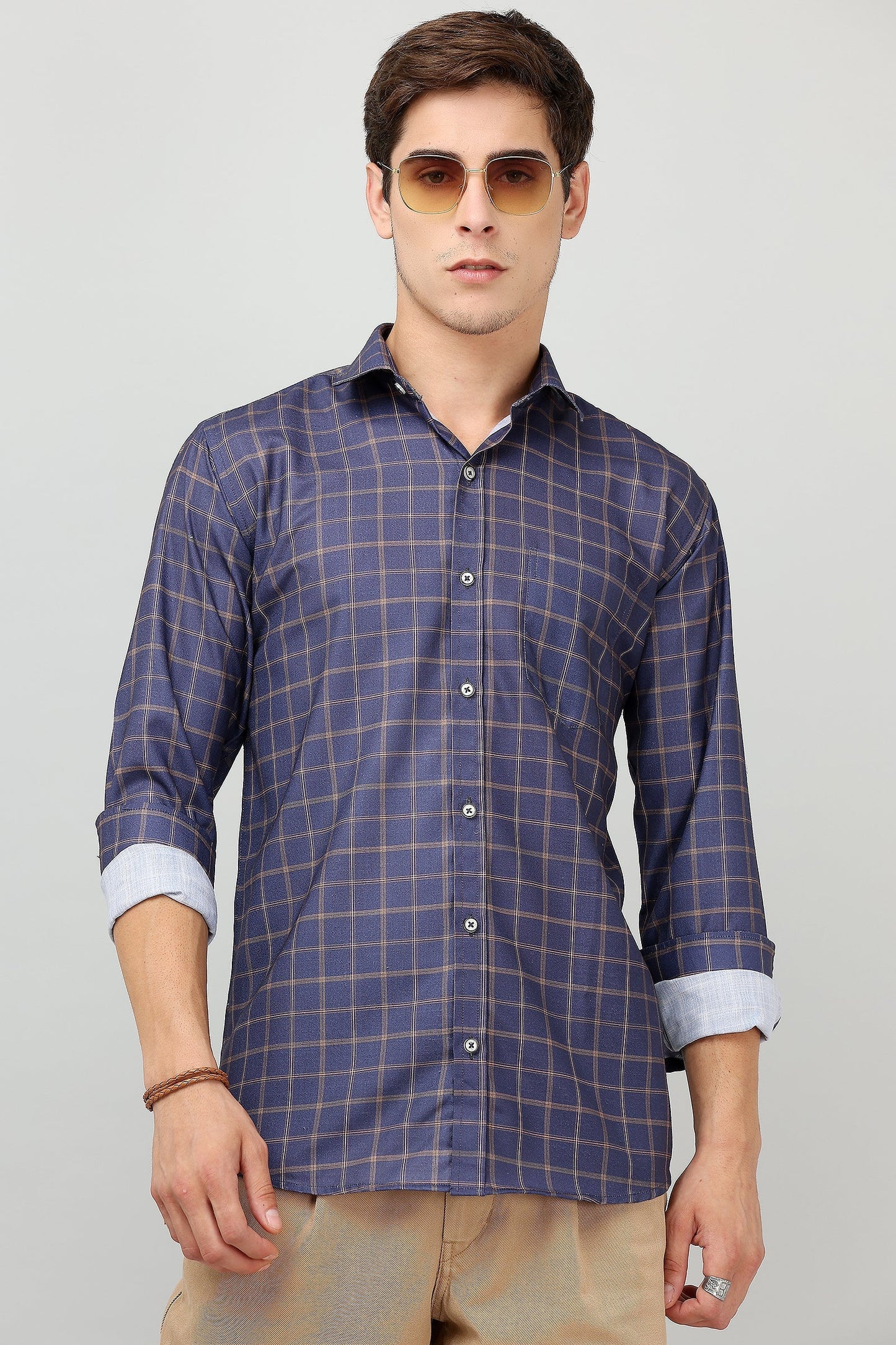 Darnandstitch Men's Dark Cotton Slim Fit Printed Shirt