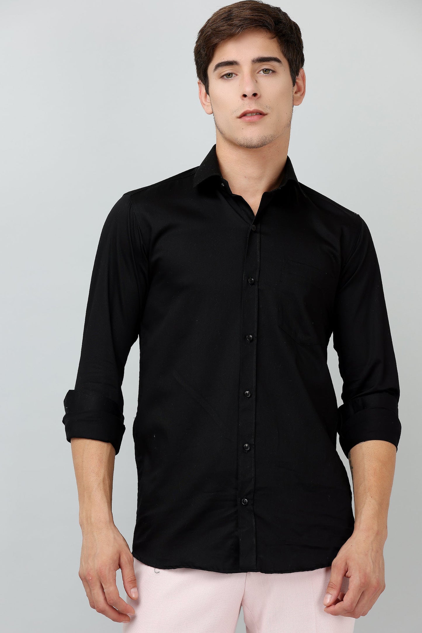 Darnandstitch® Pure Cotton Plain Black Shirt