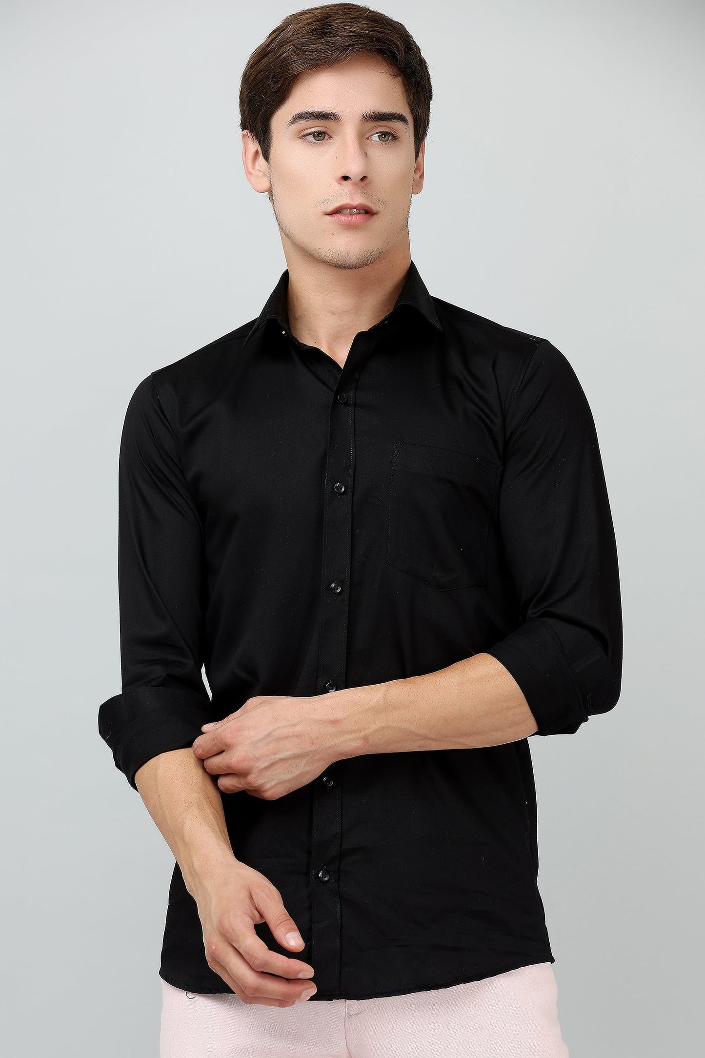 Darnandstitch® Pure Cotton Plain Black Shirt