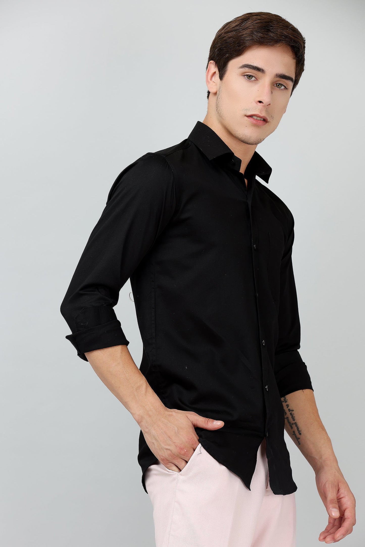 Darnandstitch® Pure Cotton Plain Black Shirt