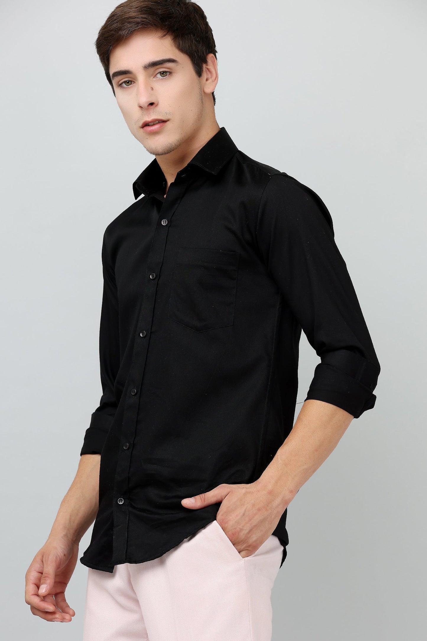 Darnandstitch® Pure Cotton Plain Black Shirt