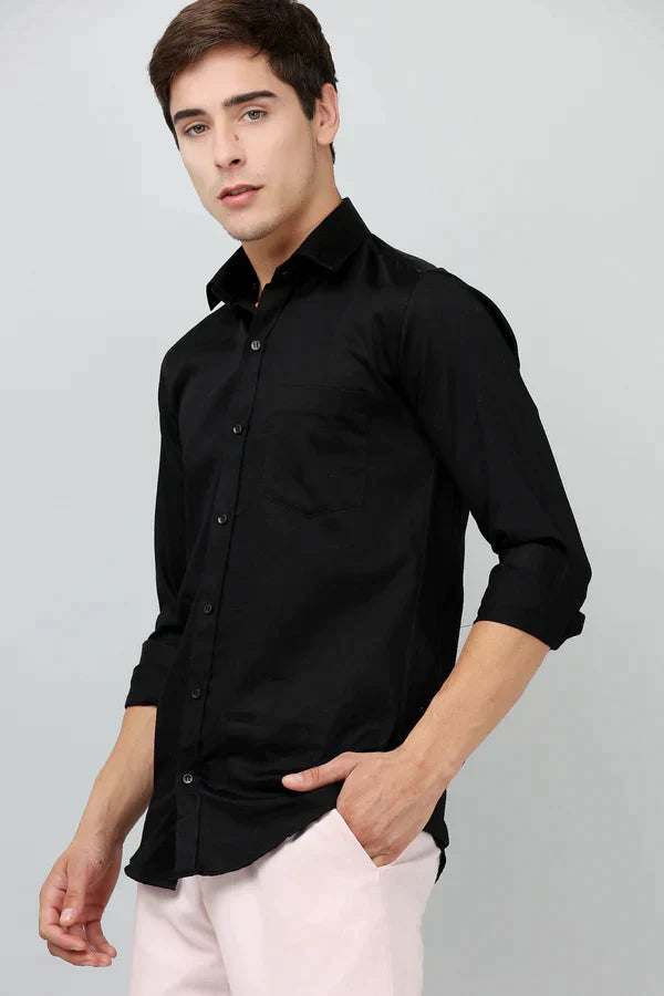 Darnandstitch Contrast Casual Black 100% cotton shirt