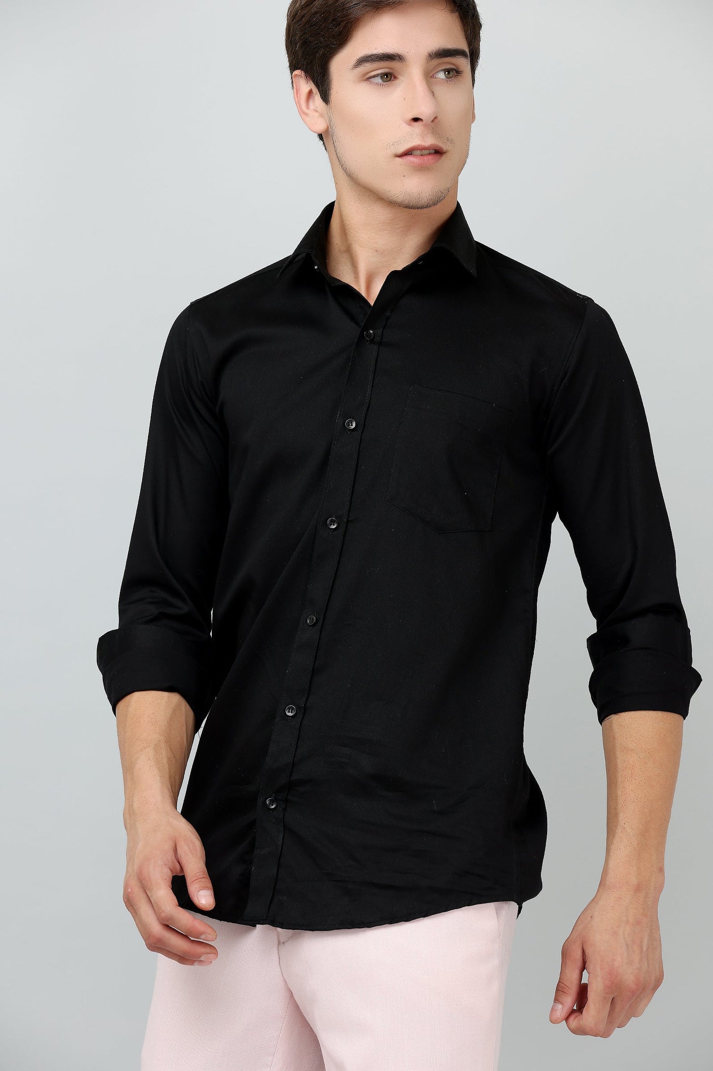 Darnandstitch® Pure Cotton Plain Black Shirt