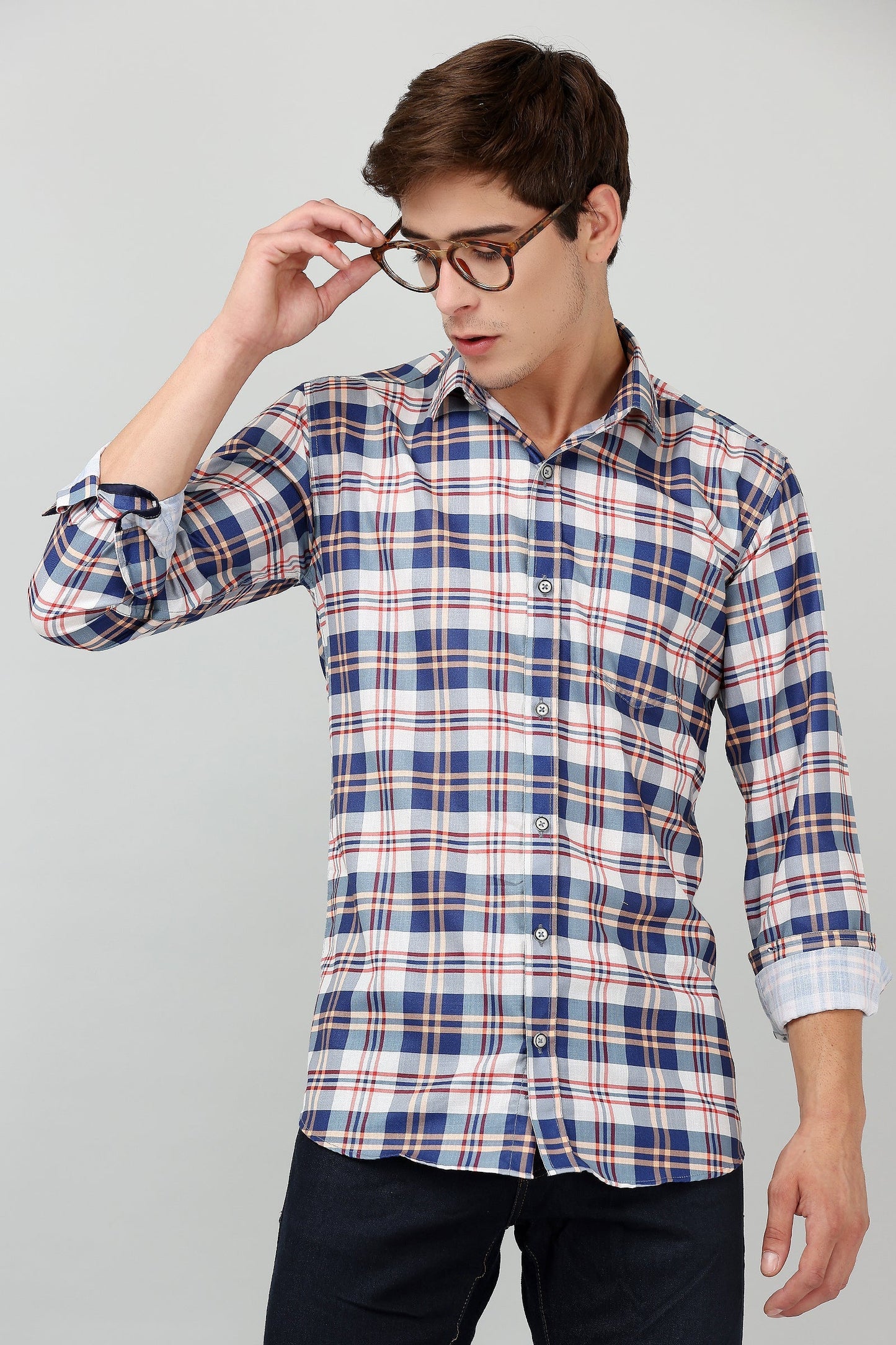 Darnandstitch Contrast Printed Checkered Shirt